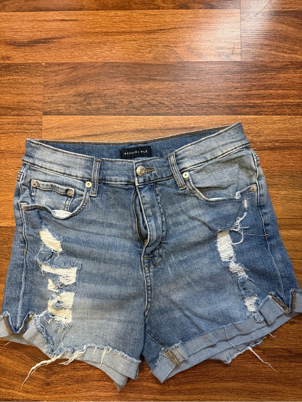 Aeropostale Light Blue Distressed Denim Shorts
